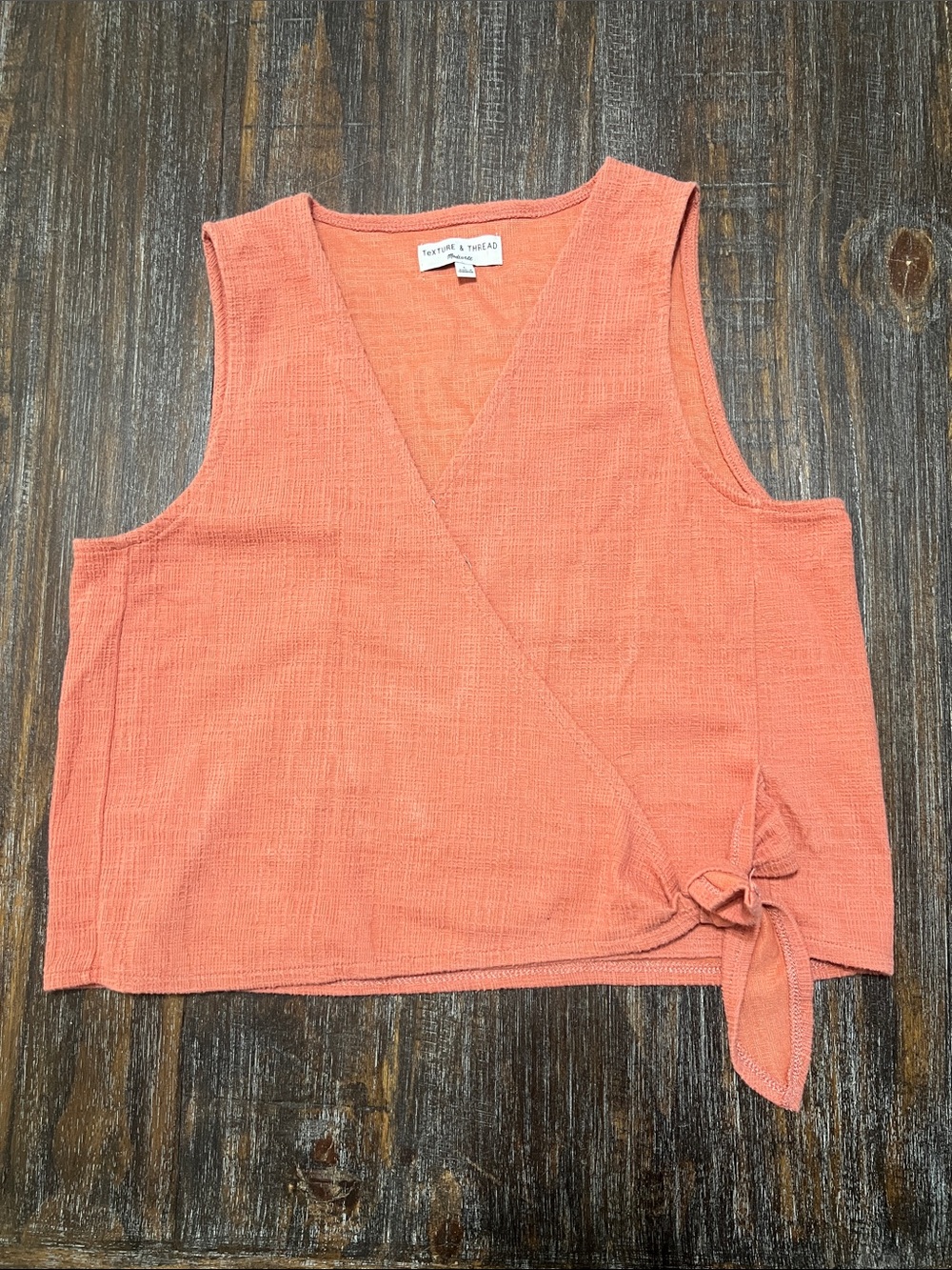 Madewell Texture and Thread Coral Wrap Tank with Side Tie